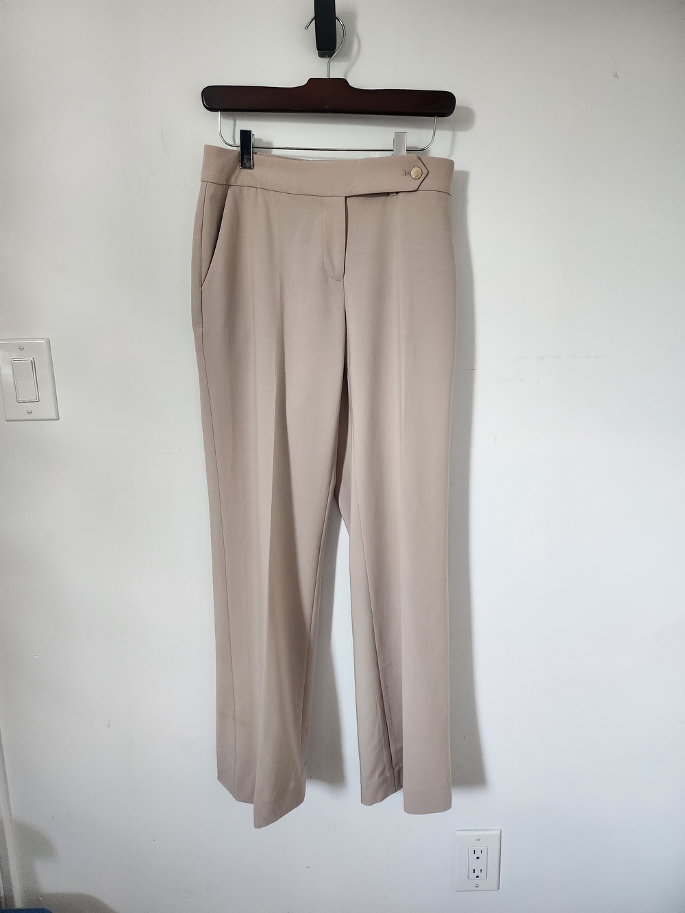 Calvin Klein Beige Mid-Rise Tailored Trousers